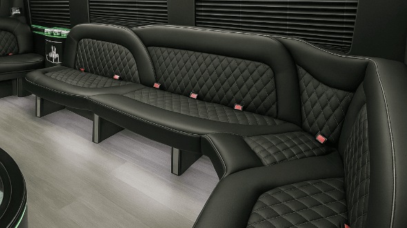 Interior of Monroe Party Bus Company's 14 Passenger Sprinter Limousine in Monroe