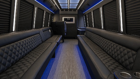 Interior of Charlotte Party Bus Company's 20 Passenger Party Bus in Charlotte