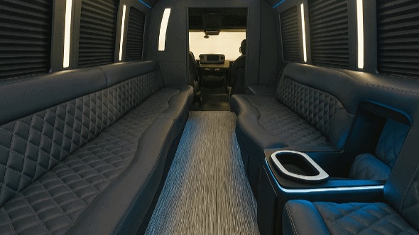 Interior of Wake Forest Party Bus Company's 28 Passenger Party Bus in Wake Forest