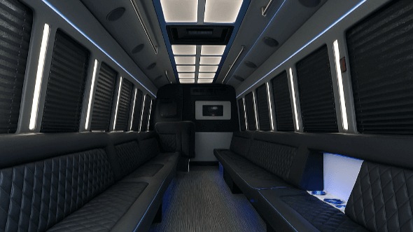 Interior of Charlotte Party Bus Company's 30 Passenger Party Bus in Charlotte