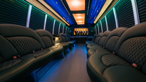 Interior of Huntersville Party Bus Company's 30 Passenger Party Bus in Huntersville