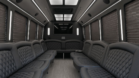 Interior of Raleigh Party Bus Company's 30 Passenger Party Bus in Raleigh