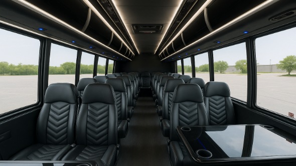 Interior of North Carolina Party Bus Company's 35 Passenger Minibus in North Carolina