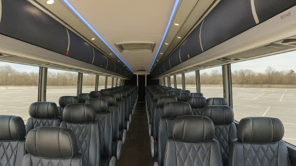 Interior of North Carolina Party Bus Company's 40 Passenger Charter Bus in North Carolina