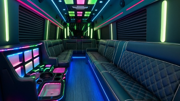 Interior of Mint Hill Party Bus Company's 40 Passenger Party Bus in Mint Hill