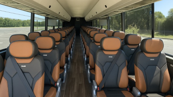 Interior of North Carolina Party Bus Company's 44 Passenger Charter Bus in North Carolina