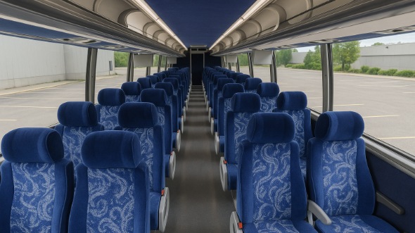 Interior of North Carolina Party Bus Company's 45 Passenger Charter Bus in North Carolina