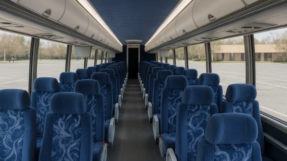 Interior of North Carolina Party Bus Company's 46 Passenger Charter Bus in North Carolina