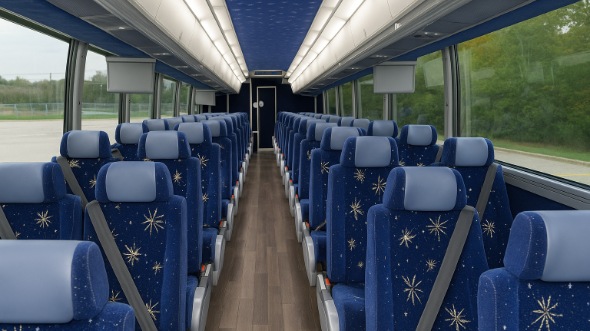 Interior of North Carolina Party Bus Company's 47 Passenger Charter Bus in North Carolina