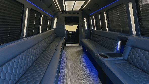 Interior of Garner Party Bus Company's 50 Passenger Party Bus in Garner
