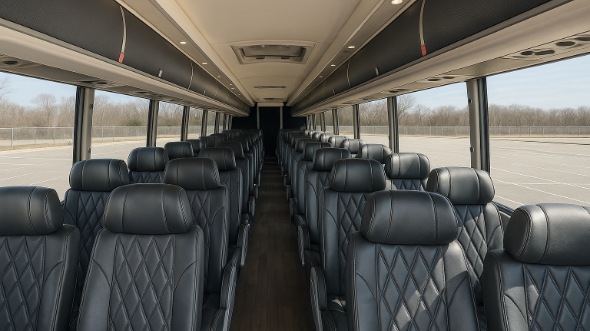 Interior of North Carolina Party Bus Company's 54 Passenger Charter Bus in North Carolina