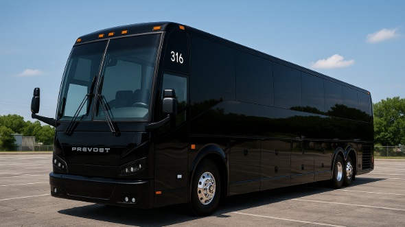 Exterior of North Carolina Party Bus Company's 56 Passenger Charter Bus in North Carolina