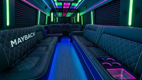 North Carolina 28 passenger party bus interior