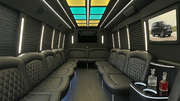 North Carolina 40 passenger party bus interior